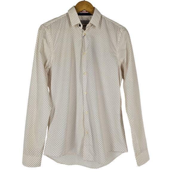 ZARA MAN PRINT EDITION SLIM FIT BUTTON-UP SHIRT WHITE SIZE SMALL NWT - Picture 1 of 12
